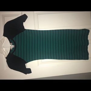 Green and black striped dress